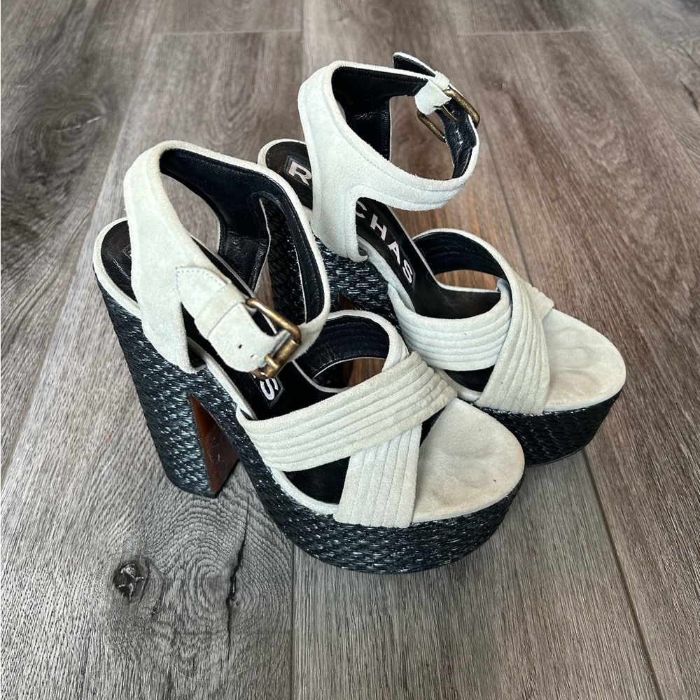 RARE Rochas Women’s Platform Ultra High Suede Heels Sandals | EU 40 US Size 9